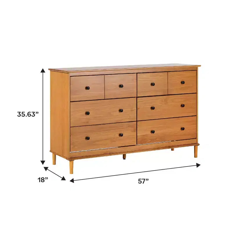 Saracina Home Stiva Classic Mid Century Modern Horizontal 6 Drawer Dresser