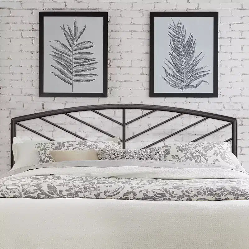 Hillsdale Furniture Essex Metal Headboard with Chevron Spindle Design Gray Bronze