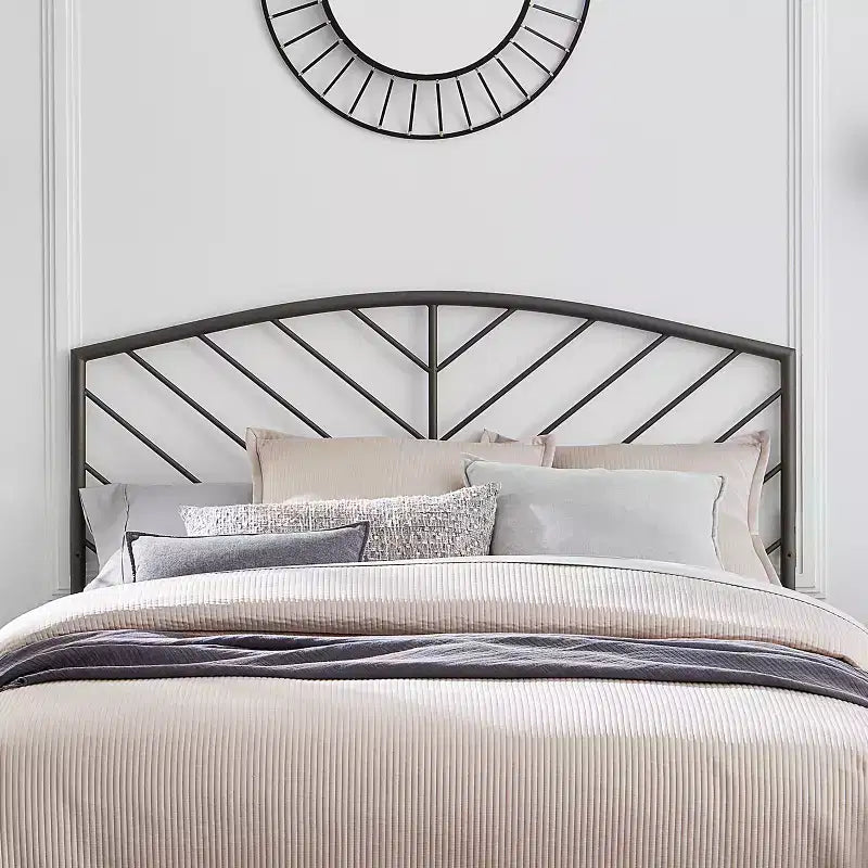 Hillsdale Furniture Essex Metal Headboard with Chevron Spindle Design Gray Bronze
