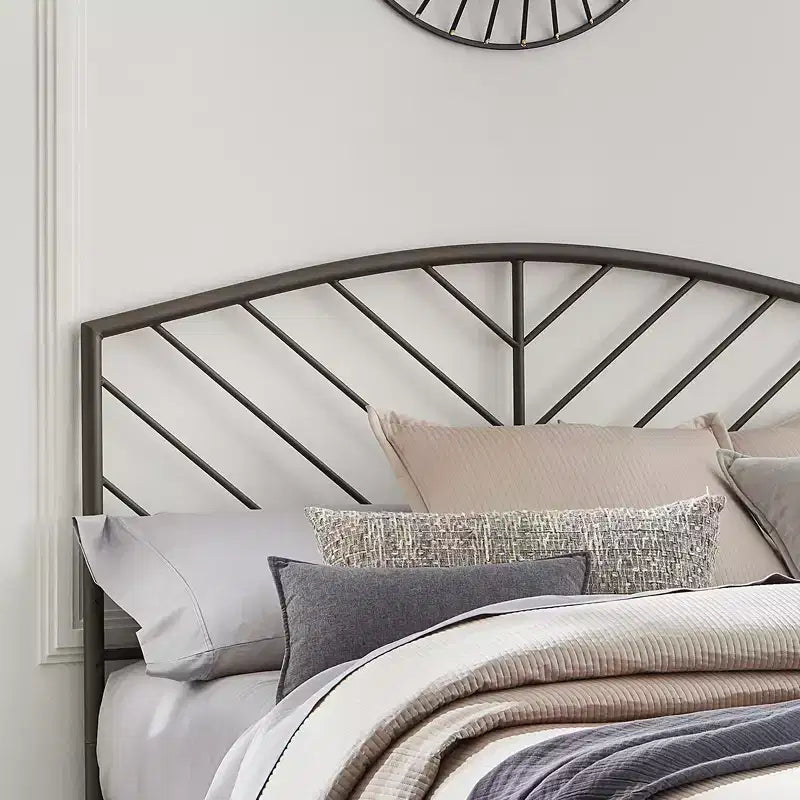 Hillsdale Furniture Essex Metal Headboard with Chevron Spindle Design Gray Bronze