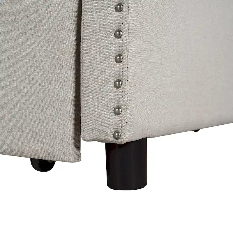 Nestfair Letto imbottito a una piazza e mezza con letto estraibile a una piazza