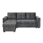 Velvet Sectional Sleeper Sofa Bed Button Tufted Couch with Reversible Storage Chaise - Morden Fort