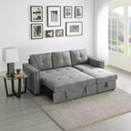 Velvet Sectional Sleeper Sofa Bed Button Tufted Couch with Reversible Storage Chaise - Morden Fort