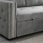 Velvet Sectional Sleeper Sofa Bed Button Tufted Couch with Reversible Storage Chaise - Morden Fort