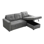Velvet Sectional Sleeper Sofa Bed Button Tufted Couch with Reversible Storage Chaise - Morden Fort