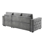 Velvet Sectional Sleeper Sofa Bed Button Tufted Couch with Reversible Storage Chaise - Morden Fort
