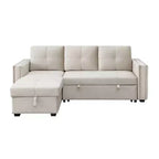 Velvet Sectional Sleeper Sofa Bed Button Tufted Couch with Reversible Storage Chaise - Morden Fort