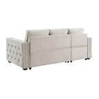 Velvet Sectional Sleeper Sofa Bed Button Tufted Couch with Reversible Storage Chaise - Morden Fort