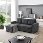 Velvet Sectional Sleeper Sofa Bed Button Tufted Couch with Reversible Storage Chaise - Morden Fort