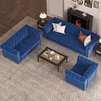 Divani Chesterfield a 3 posti in lino da 6 posti, set divano, poltrona, divanetto, divano trapuntato per soggiorno - Morden Fort