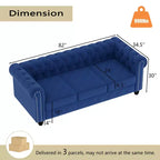 Divani Chesterfield a 3 posti in lino da 6 posti, set divano, poltrona, divanetto, divano trapuntato per soggiorno - Morden Fort