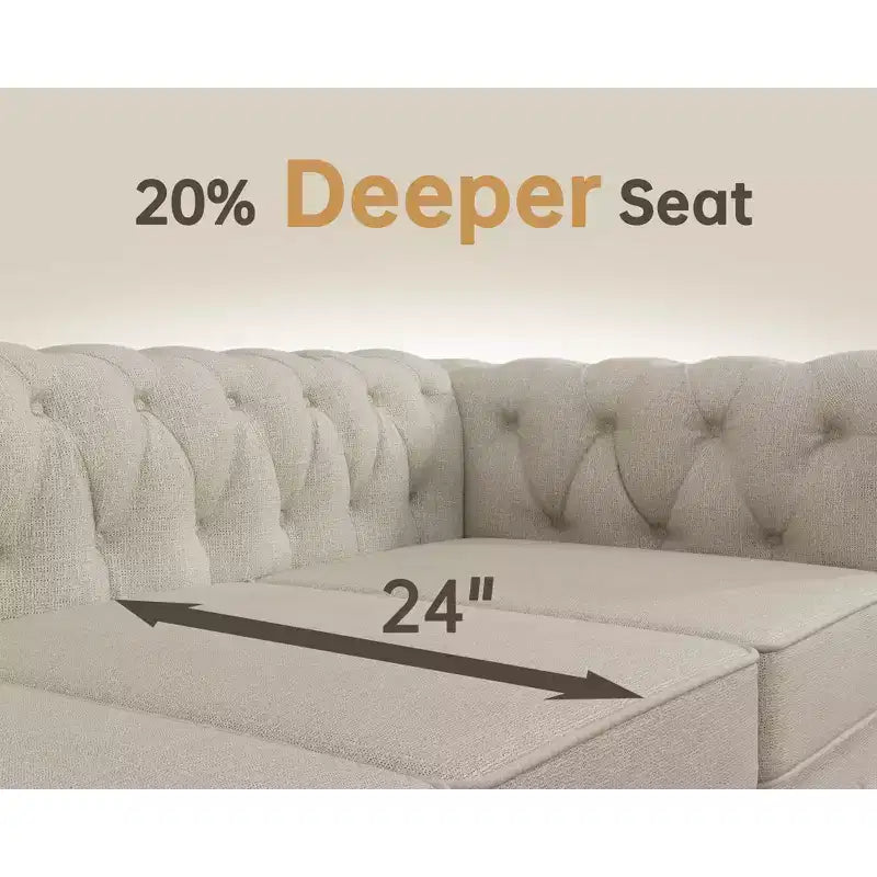 Divani Chesterfield a 3 posti in lino da 6 posti, set divano, poltrona, divanetto, divano trapuntato per soggiorno - Morden Fort