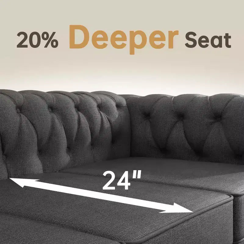 Divani Chesterfield a 3 posti in lino da 6 posti, set divano, poltrona, divanetto, divano trapuntato per soggiorno - Morden Fort