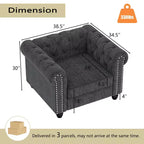 Divani Chesterfield a 3 posti in lino da 6 posti, set divano, poltrona, divanetto, divano trapuntato per soggiorno - Morden Fort