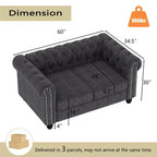 Divani Chesterfield a 3 posti in lino da 6 posti, set divano, poltrona, divanetto, divano trapuntato per soggiorno - Morden Fort