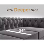 Divani Chesterfield a 3 posti in lino da 6 posti, set divano, poltrona, divanetto, divano trapuntato per soggiorno - Morden Fort