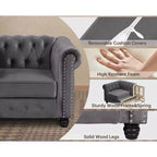Divani Chesterfield a 3 posti in lino da 6 posti, set divano, poltrona, divanetto, divano trapuntato per soggiorno - Morden Fort