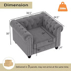 Divani Chesterfield a 3 posti in lino da 6 posti, set divano, poltrona, divanetto, divano trapuntato per soggiorno - Morden Fort