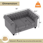 Divani Chesterfield a 3 posti in lino da 6 posti, set divano, poltrona, divanetto, divano trapuntato per soggiorno - Morden Fort