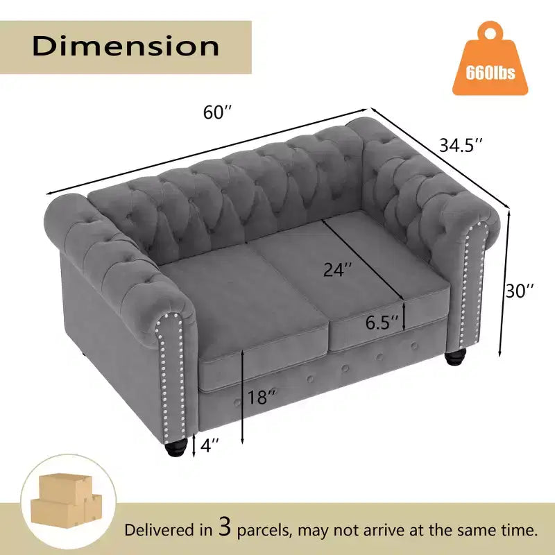 Divani Chesterfield a 3 posti in lino da 6 posti, set divano, poltrona, divanetto, divano trapuntato per soggiorno - Morden Fort