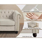 Divani Chesterfield a 3 posti in lino da 6 posti, set divano, poltrona, divanetto, divano trapuntato per soggiorno - Morden Fort