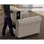 Divani Chesterfield a 3 posti in lino da 6 posti, set divano, poltrona, divanetto, divano trapuntato per soggiorno - Morden Fort