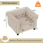 Divani Chesterfield a 3 posti in lino da 6 posti, set divano, poltrona, divanetto, divano trapuntato per soggiorno - Morden Fort