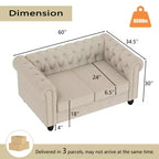 Divani Chesterfield a 3 posti in lino da 6 posti, set divano, poltrona, divanetto, divano trapuntato per soggiorno - Morden Fort