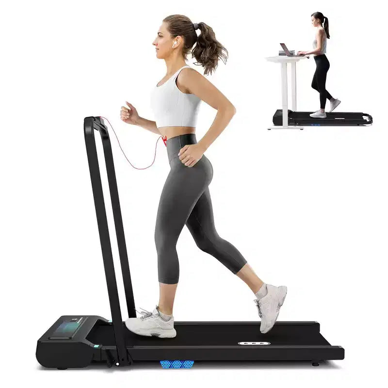 REDLIRO 2 in 1 Under Desk Folding Treadmills Walking Running Machine 7.6MPH for Home Office Black