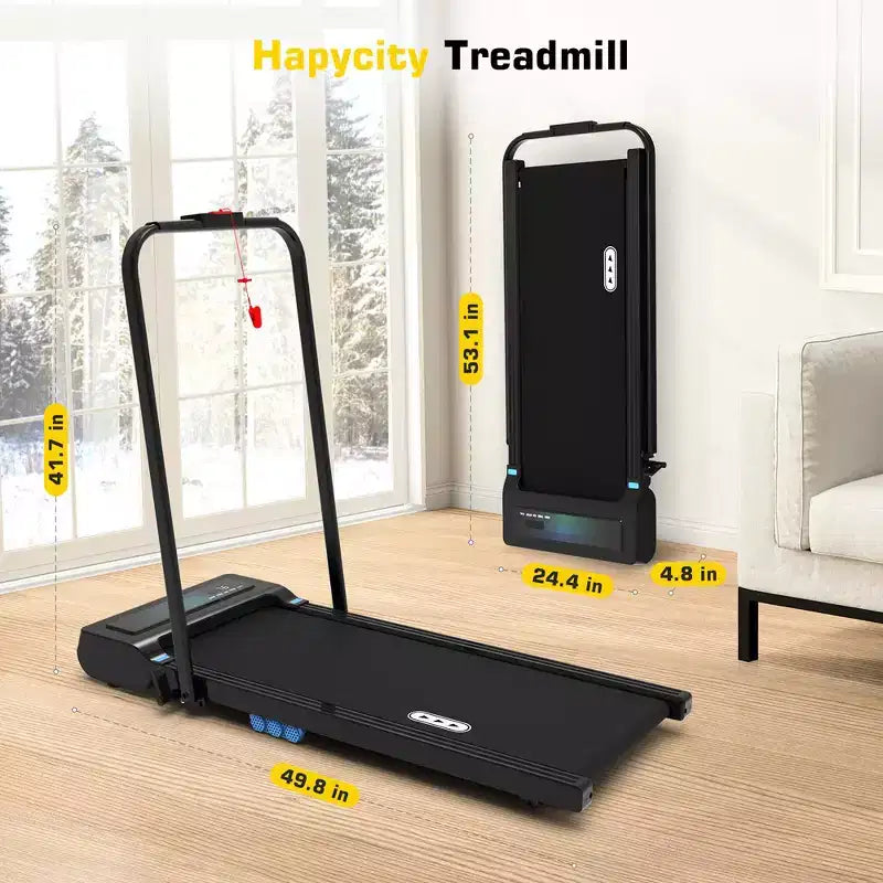 REDLIRO 2 in 1 Under Desk Folding Treadmills Walking Running Machine 7.6MPH for Home Office Black