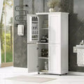 Tall Bathroom Storage Cabinets, Bathroom Floor Cabinet With 4 Doors, Adjustable Shelves, Free Standing Kitchen Pantry