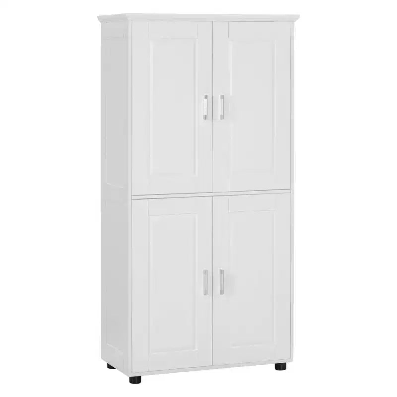 Tall Bathroom Storage Cabinets, Bathroom Floor Cabinet With 4 Doors, Adjustable Shelves, Free Standing Kitchen Pantry