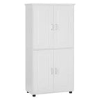 Tall Bathroom Storage Cabinets, Bathroom Floor Cabinet With 4 Doors, Adjustable Shelves, Free Standing Kitchen Pantry