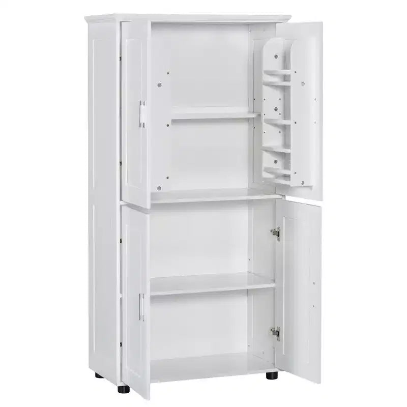 Tall Bathroom Storage Cabinets, Bathroom Floor Cabinet With 4 Doors, Adjustable Shelves, Free Standing Kitchen Pantry