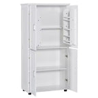 Tall Bathroom Storage Cabinets, Bathroom Floor Cabinet With 4 Doors, Adjustable Shelves, Free Standing Kitchen Pantry