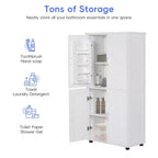 Tall Bathroom Storage Cabinets, Bathroom Floor Cabinet With 4 Doors, Adjustable Shelves, Free Standing Kitchen Pantry