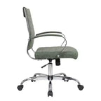 LeisureMod Benmar Ribbed Leather Office Chair - Mid-Century Modern Swivel & Tilt Executive Desk Chair - Chrome Base
