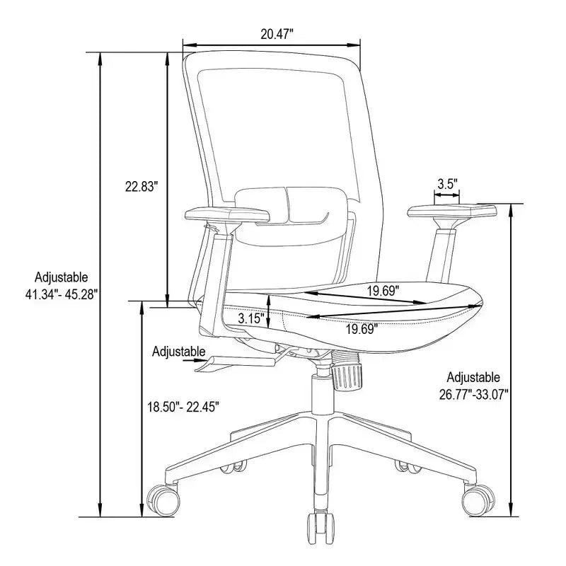 Sedia da scrivania ergonomica LeisureMod Ingram, sedia da lavoro girevole regolabile in altezza con supporto lombare e inclinazione, comoda sedia da computer per ufficio per 8 ore