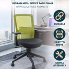 Sedia da scrivania ergonomica LeisureMod Ingram, sedia da lavoro girevole regolabile in altezza con supporto lombare e inclinazione, comoda sedia da computer per ufficio per 8 ore