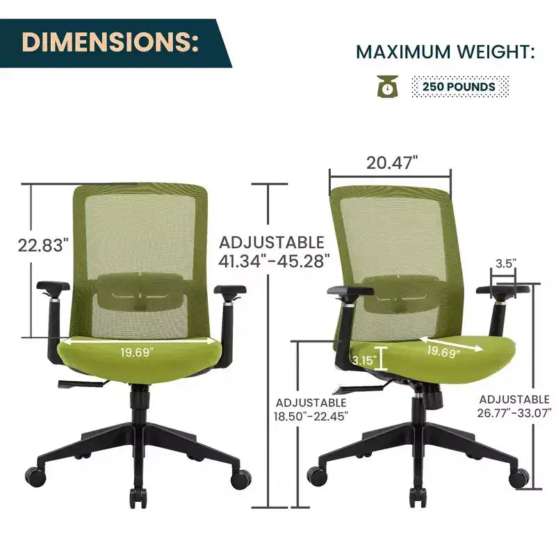 Sedia da scrivania ergonomica LeisureMod Ingram, sedia da lavoro girevole regolabile in altezza con supporto lombare e inclinazione, comoda sedia da computer per ufficio per 8 ore