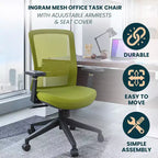 Sedia da scrivania ergonomica LeisureMod Ingram, sedia da lavoro girevole regolabile in altezza con supporto lombare e inclinazione, comoda sedia da computer per ufficio per 8 ore