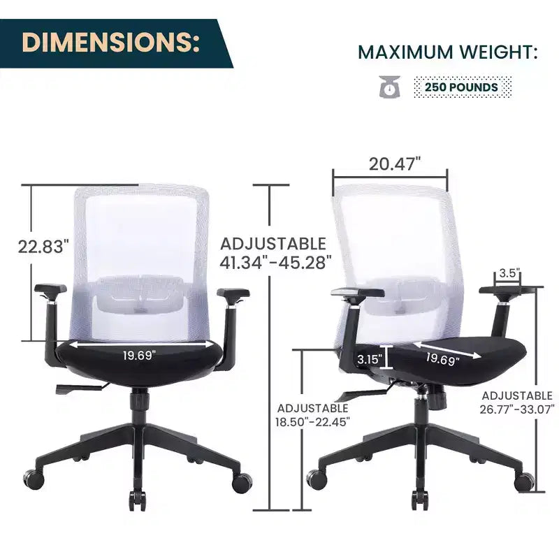 Sedia da scrivania ergonomica LeisureMod Ingram, sedia da lavoro girevole regolabile in altezza con supporto lombare e inclinazione, comoda sedia da computer per ufficio per 8 ore