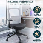 Sedia da scrivania ergonomica LeisureMod Ingram, sedia da lavoro girevole regolabile in altezza con supporto lombare e inclinazione, comoda sedia da computer per ufficio per 8 ore