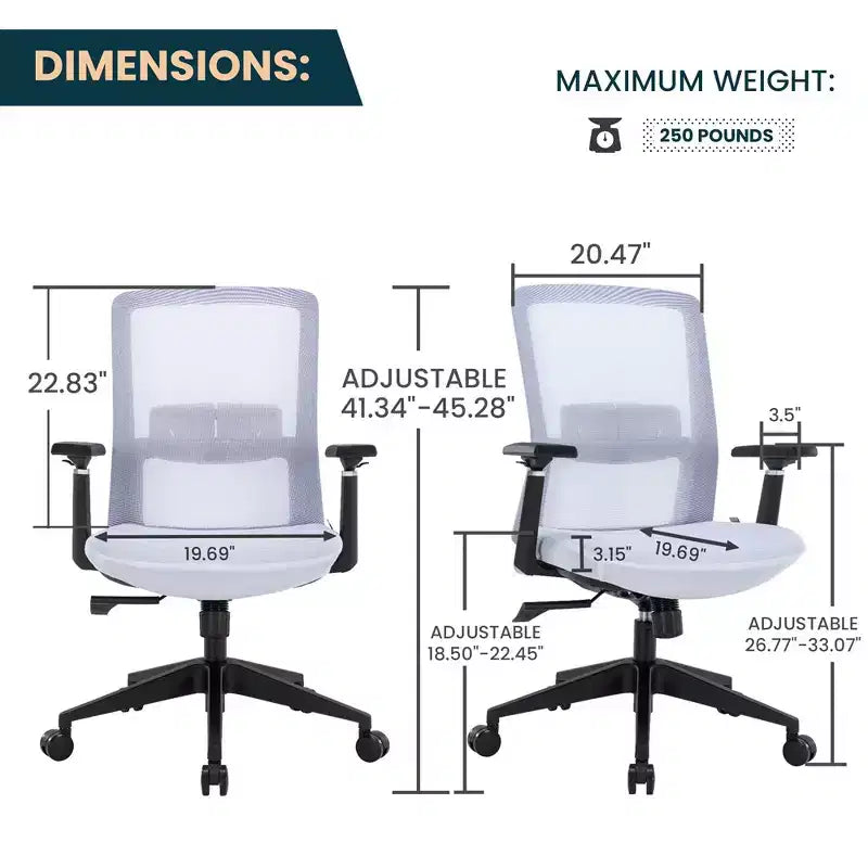 Sedia da scrivania ergonomica LeisureMod Ingram, sedia da lavoro girevole regolabile in altezza con supporto lombare e inclinazione, comoda sedia da computer per ufficio per 8 ore