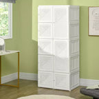 HOMCOM Portable Wardrobe Closet, Bedroom Armoire, Foldable Clothes Organizer with Cube Storage, Hanging Rods, and Magnet Doors, White