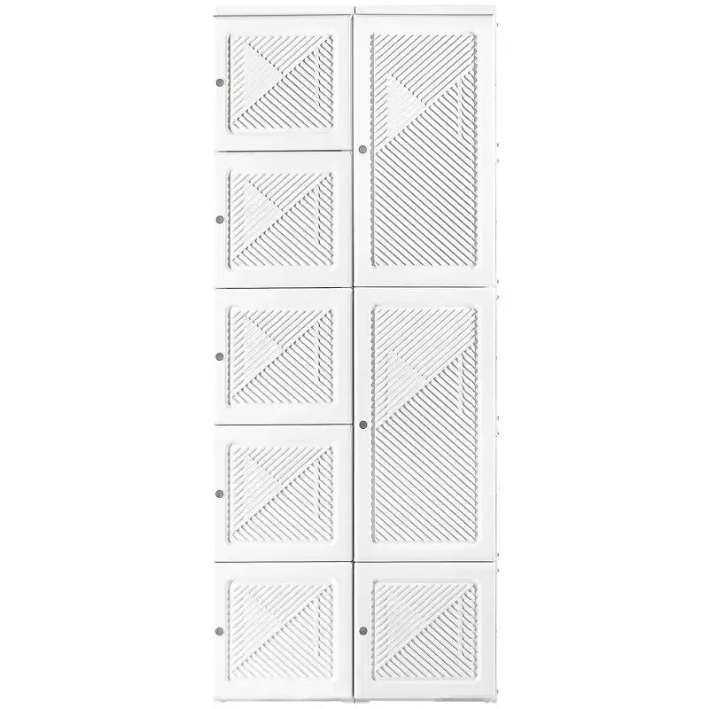 HOMCOM Portable Wardrobe Closet, Bedroom Armoire, Foldable Clothes Organizer with Cube Storage, Hanging Rods, and Magnet Doors, White