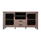 Emma and Oliver Engineered Wood Buffet Sideboard Storage Cabinet for Kitchen/Dining Room with Open Shelf, 2 Drawers, and 2 Tempered Glass Doors
