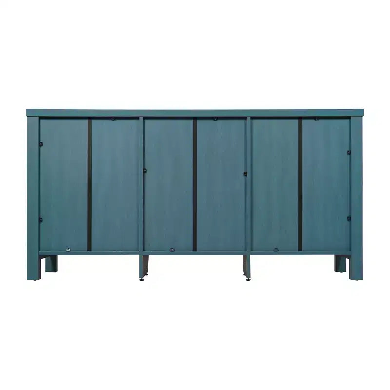 Emma and Oliver Engineered Wood Buffet Sideboard Storage Cabinet for Kitchen/Dining Room with Open Shelf, 2 Drawers, and 2 Tempered Glass Doors