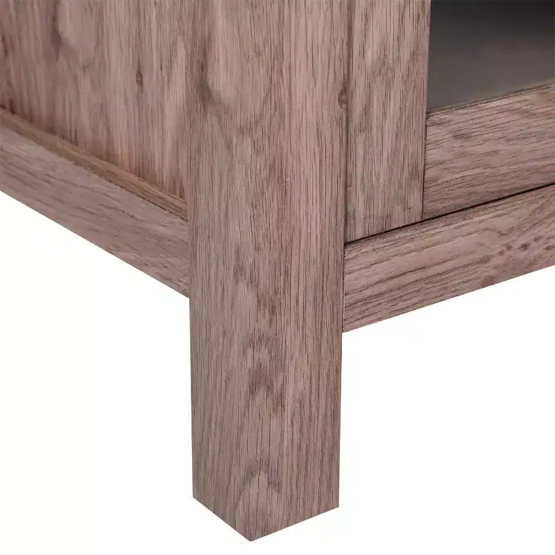Emma and Oliver Engineered Wood Buffet Sideboard Storage Cabinet for Kitchen/Dining Room with Open Shelf, 2 Drawers, and 2 Tempered Glass Doors