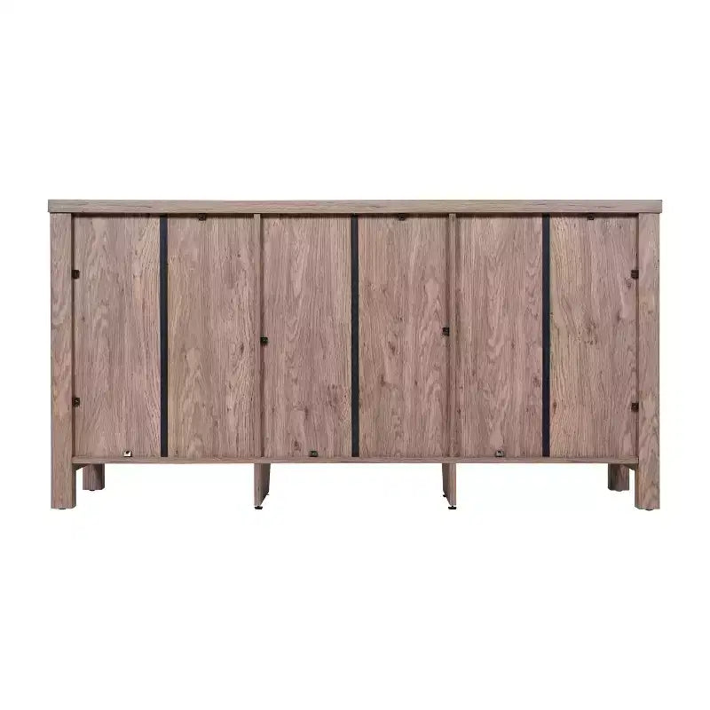Emma and Oliver Engineered Wood Buffet Sideboard Storage Cabinet for Kitchen/Dining Room with Open Shelf, 2 Drawers, and 2 Tempered Glass Doors